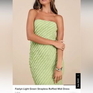 Lulu's Light Green Strapless Ruffled Dress